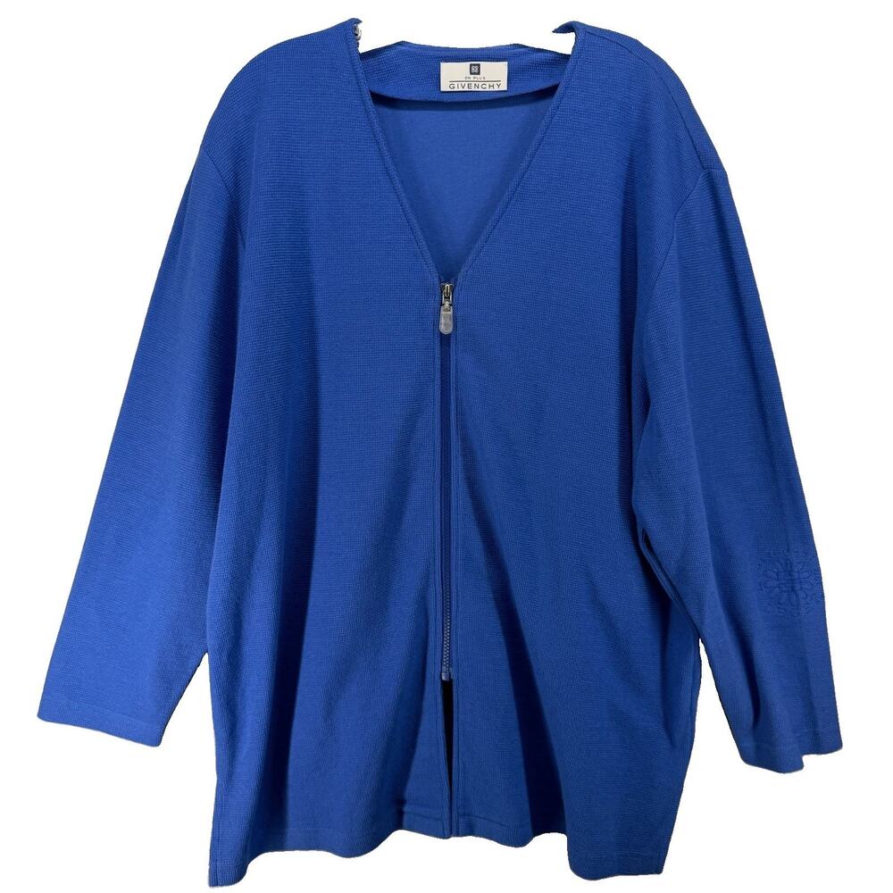 Givenchy En Plus Zip Cardigan Womens US 10W FR 42 Blue Cotton Vintage